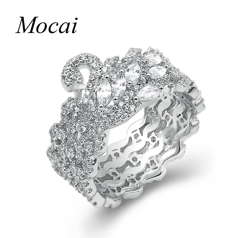 

Elegant Full Cubic Zirconia Shining Party Rings Unique Design Gold Luxury Swan Ring For Women Wide Jewelry Accessories zk40