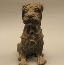 wholesale factory 8″ Lovely China Chinese Pure Bronze Famous Pet Shar Pei Pug Dog Statue