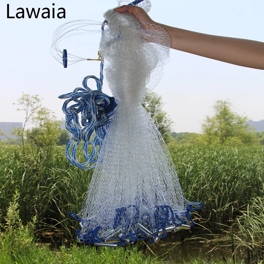Lawaia Fishing Net Hand Cast Fishing Net Have Sinkers Throwing Cast