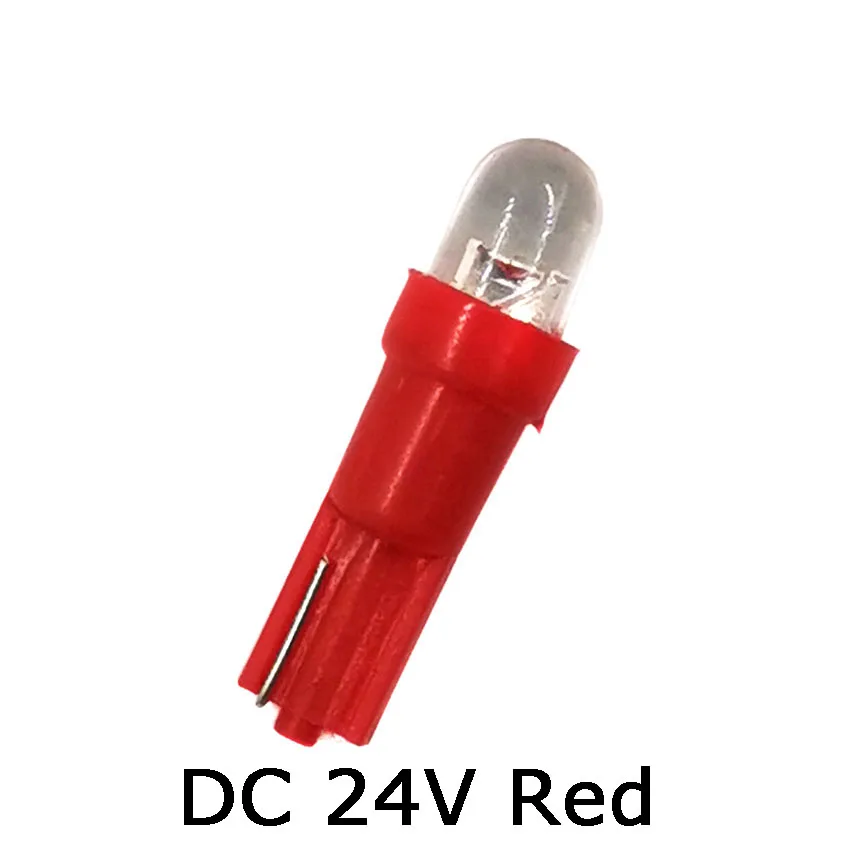 24V 12V T5 автомобильная светодиодная лампочка для грузовика индикатор для кондиционера светодиодный индикатор небольшой лампы белый красный зеленый цвета - Испускаемый цвет: DC24V Red