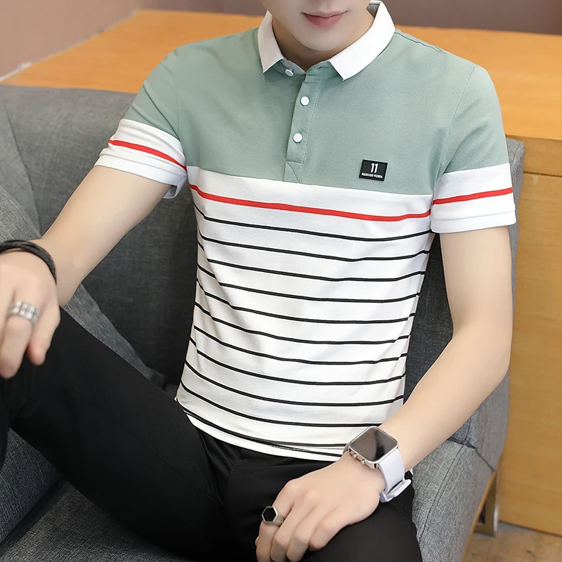 

Cotton Polo Shirt Male 2019 Autumn Fashion Tops Brand Clothing Men High Qaulity Striped Men's Polo Shirts Breathable Soft Polos