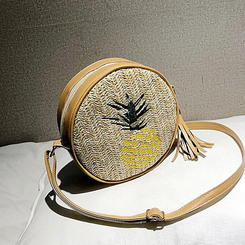 Small Women Straw Shoulder Bag Tassel Tote Brand Ladies Retro Beach Handbag Crossbody Messenger Bags Purse Sac A Main#YJ