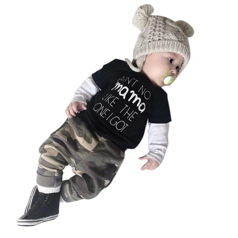 

Spring Newborn Kids Baby Boys Long Sleeve Toddler Outfit Clothes T-Shirt Top+Pants Trousers Infant 2PCS Set