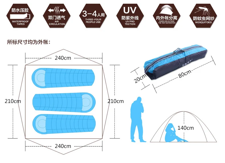Автоматическая водонепроницаемая палатка для походов и пикников на 3-4 человека, семейные вечерние палатки для альпинизма, рыбалки, пляжа, велоспорта