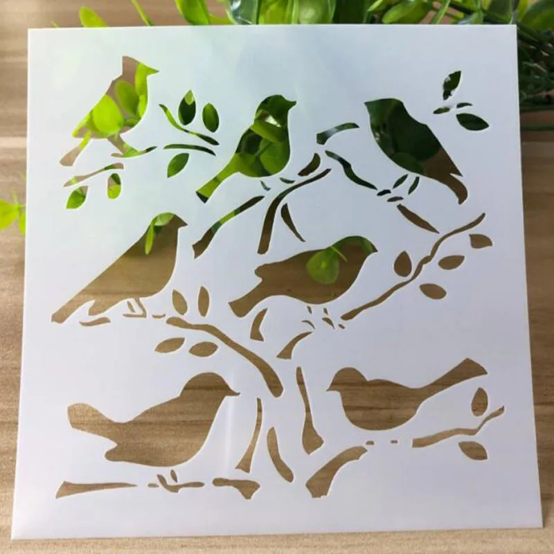 

Flock Of Birds Plant Painting Template Embossing Craft Bullet Journal Accessories Sjablonen For Scrapbooking Stencil Reusable