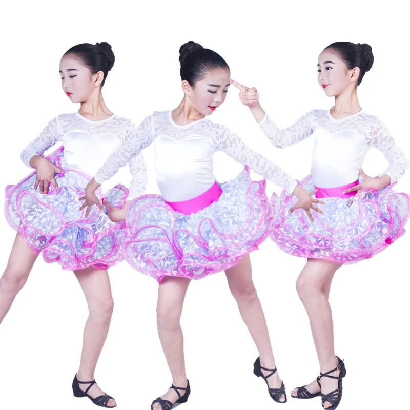 

white Latin Dress for girls latin dress kids latin dance competition dress dance skirt and top latin practice wear salsa dress