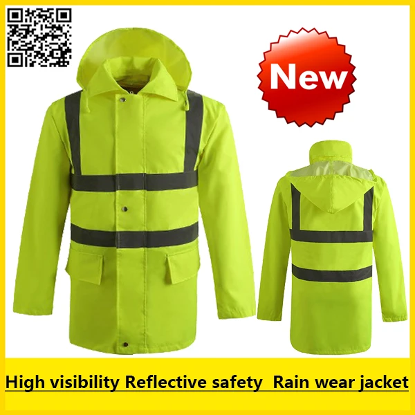 Buy High visibility waterproof fluorescent yellow rain