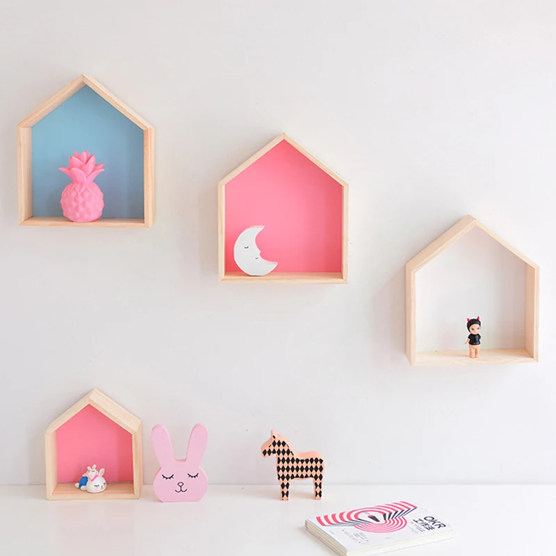 wooden shelves nursery