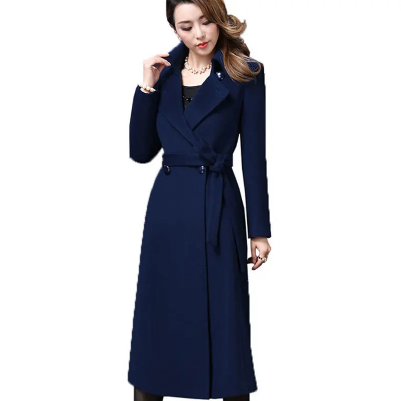 

5XL Plus size Autumn Winter Wool Coat Womens Cashmere Woolen Coats 2018 New top quality Outerwear manteau Long femme hiver Z371