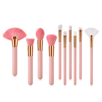 

2018 New 10pcs Pink Professional Makeup Brushes Set of Match wool High end Make up Brushes Gift for Woman Gift for Woman