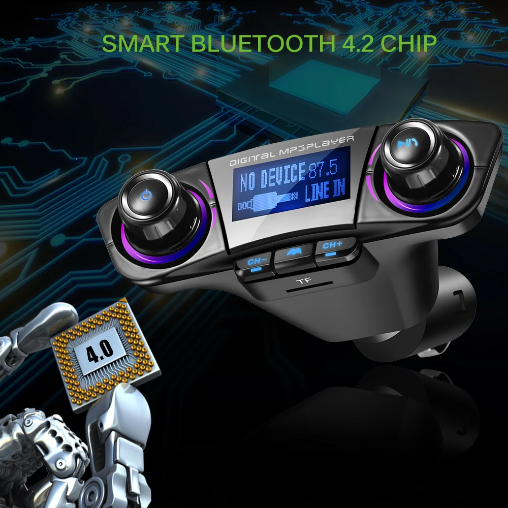Автомобильный fm-передатчик Onever, модулятор, mp3-плеер, Bluetooth 4,0, стерео аудио приемник, адаптер с зарядным портом usb