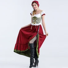 Fantasia Oktoberfest Beer Girl Fancy Dress for Adult Short Sleeve Long Dress Fashion Beer Maid font