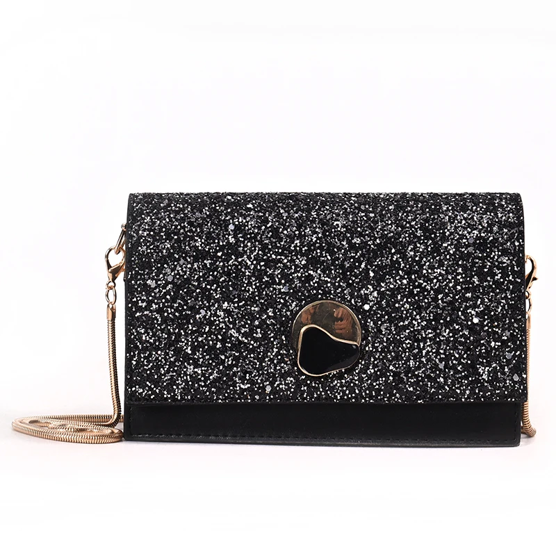 

New bag handbags new 2019 fashion brand design fashion sequins chain shoulder bag lock small square handbag party evening bag