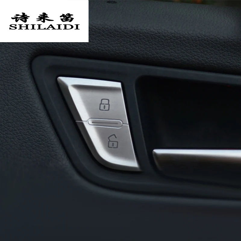 Car styling Door Unlock Switch Button Cover Trim Decal Chrome Handle Key Stickers Interior auto Acc