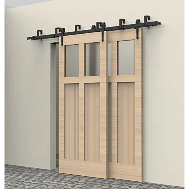 5 8FT rustic interior doors bypass sliding barn wood door