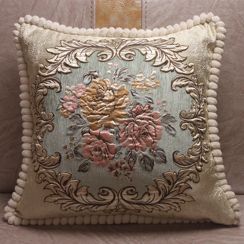 Курсия синель ткань жаккард Чехлы на подушки с вышивкой Королевский Элегантный классический цветочный дом декоративные Роскошные наволочки