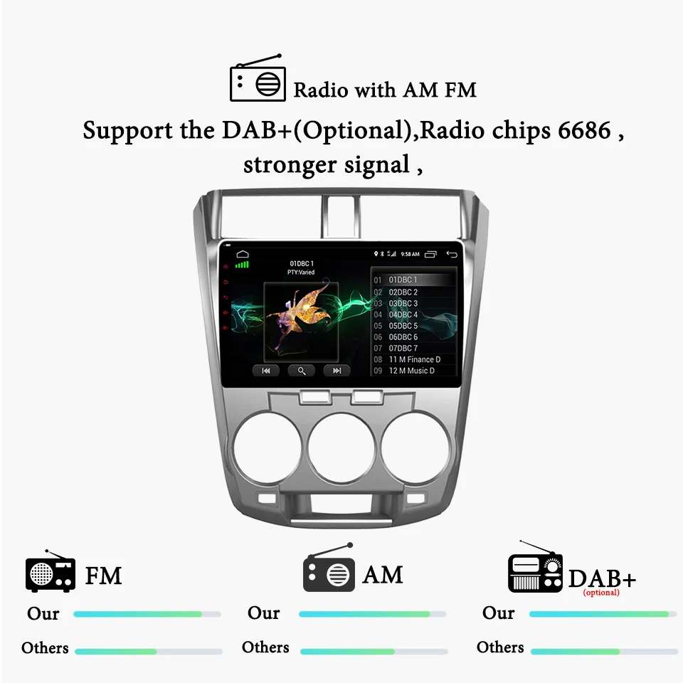 Discount 10.1 inch Android 9.1 Car GPS Navigation For Honda City 2008-2014 Support Stereo Audio Radio Video Bluetooth DSP carplay System 7