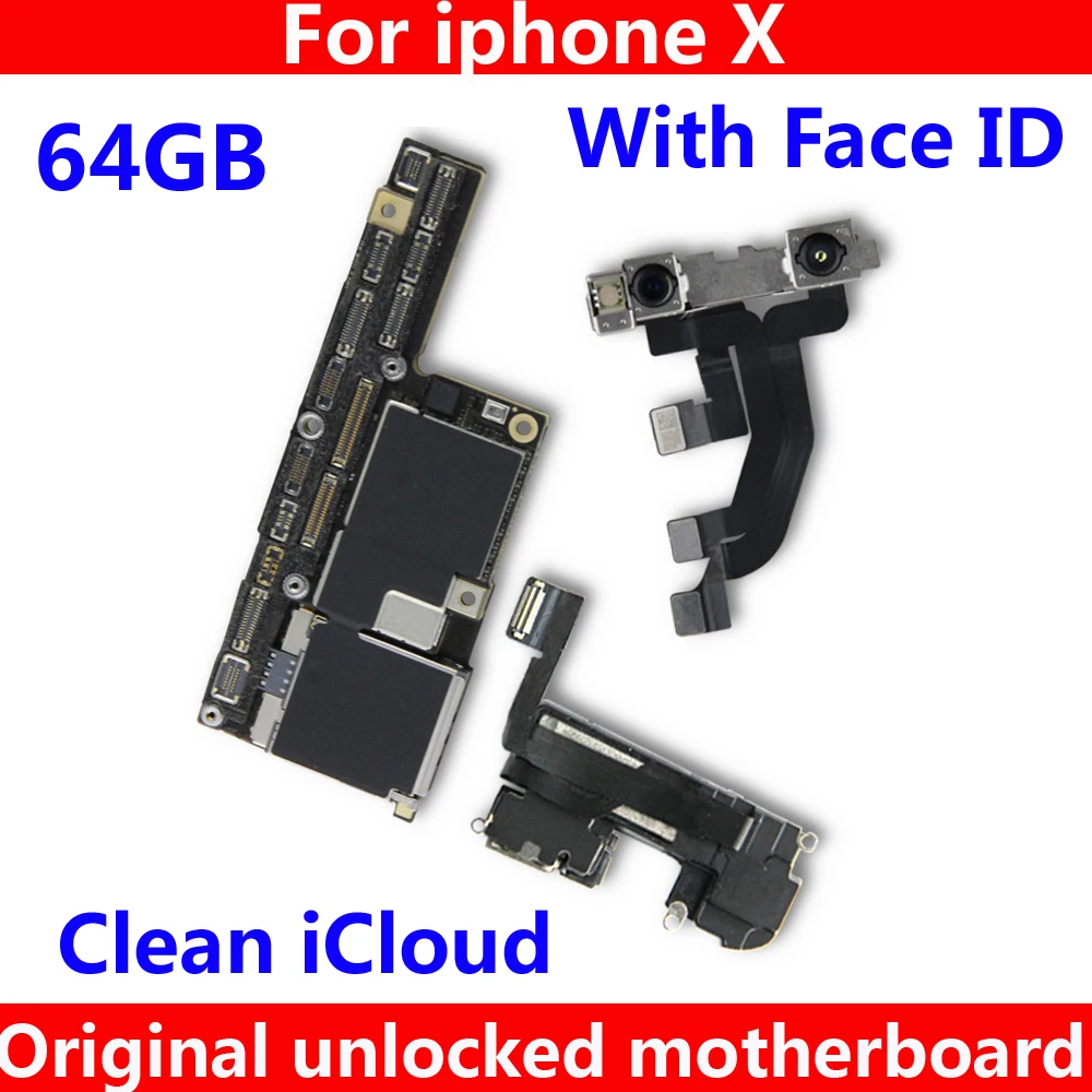 100% Высококачественная материнская плата с/без идентификатора лица для iphone X 64 ГБ
