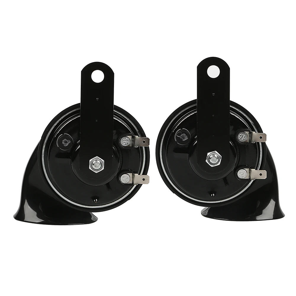 2 Pcs Car Horn Black Universal 12v Loud Dual tone Snail Electric Horn