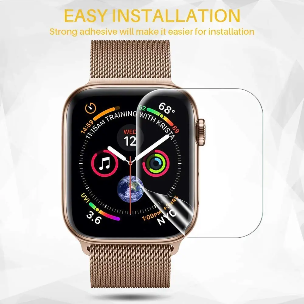 Защита экрана для Apple Watch Series 5 4 44 мм 40 мм Iwatch 3 группа 42 38 мягкая пленка 9D анти-шок защитный полный охват