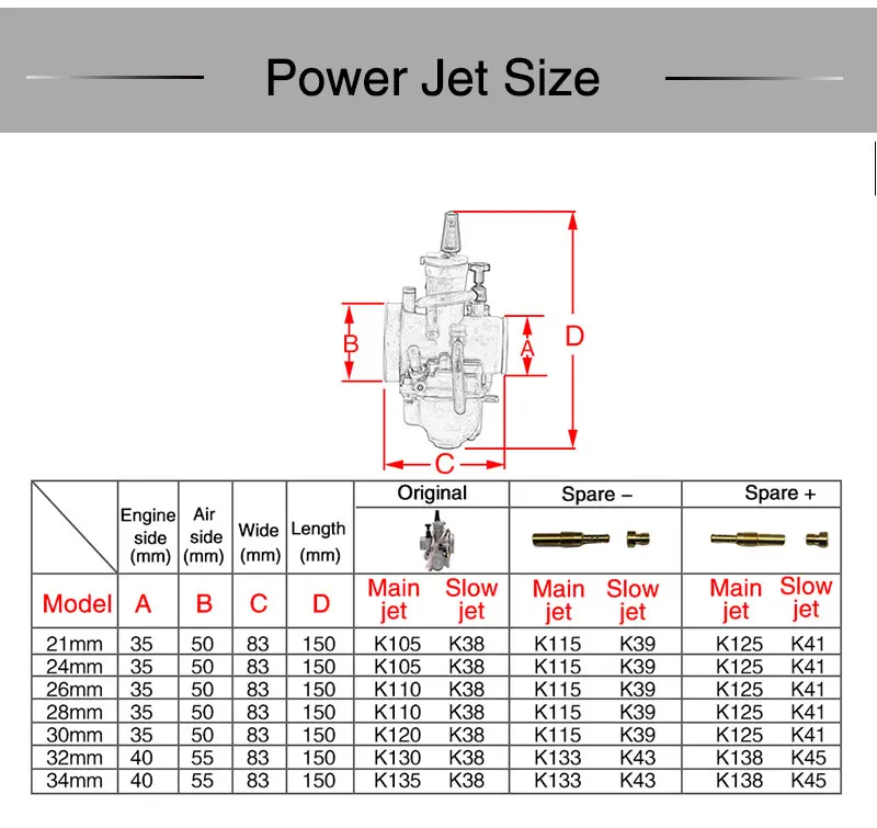 Alconsta-Универсальный 21 мм-34 мм 2 т/4 т PWK мотоциклетный карбюратор для Mikuni Koso для ATV Suzuki Yamaha Honda power Jet