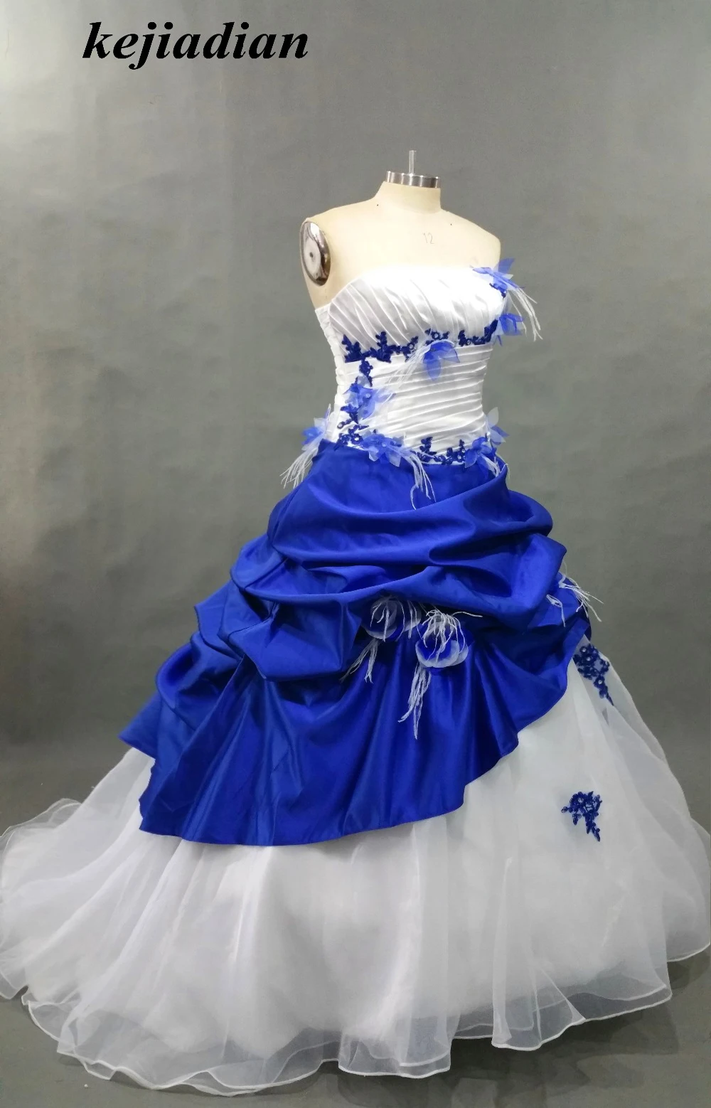 Special Offer Royal Blue And White Gothic Wedding Dresses Ball