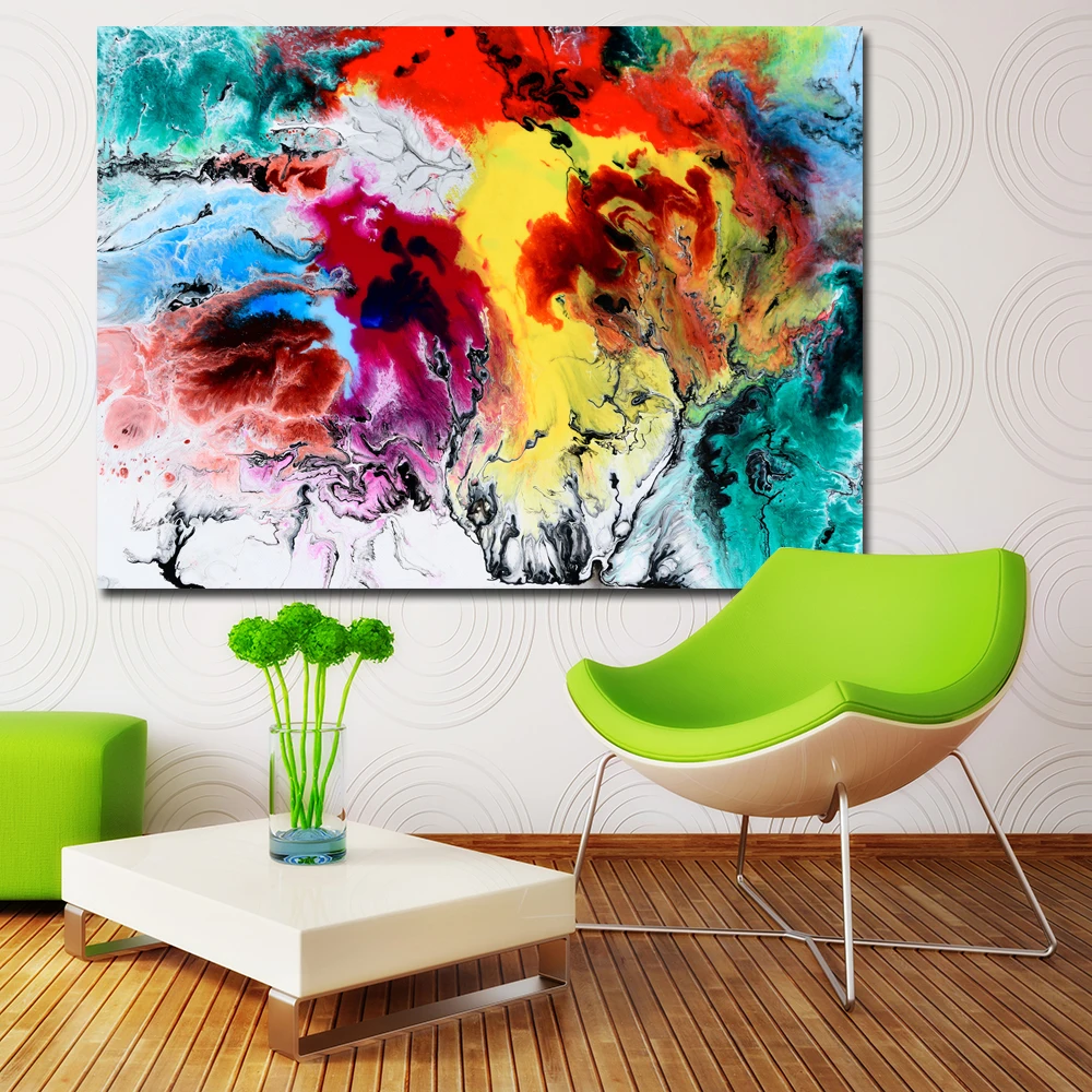 

SELFLESSLY Abstract Art Painting Watercolor Wall Pictures For Living Room Home Decor Colorful Art Canvas Print Decor No Frame