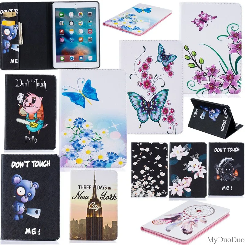 Cute Bear Case PU Leather For Ipad Pro 9.7 Case for Ipad Pro Mini Butterfly Flower Stand Tablet Cover 9.7 Inch Wallet Fip Cases (37)