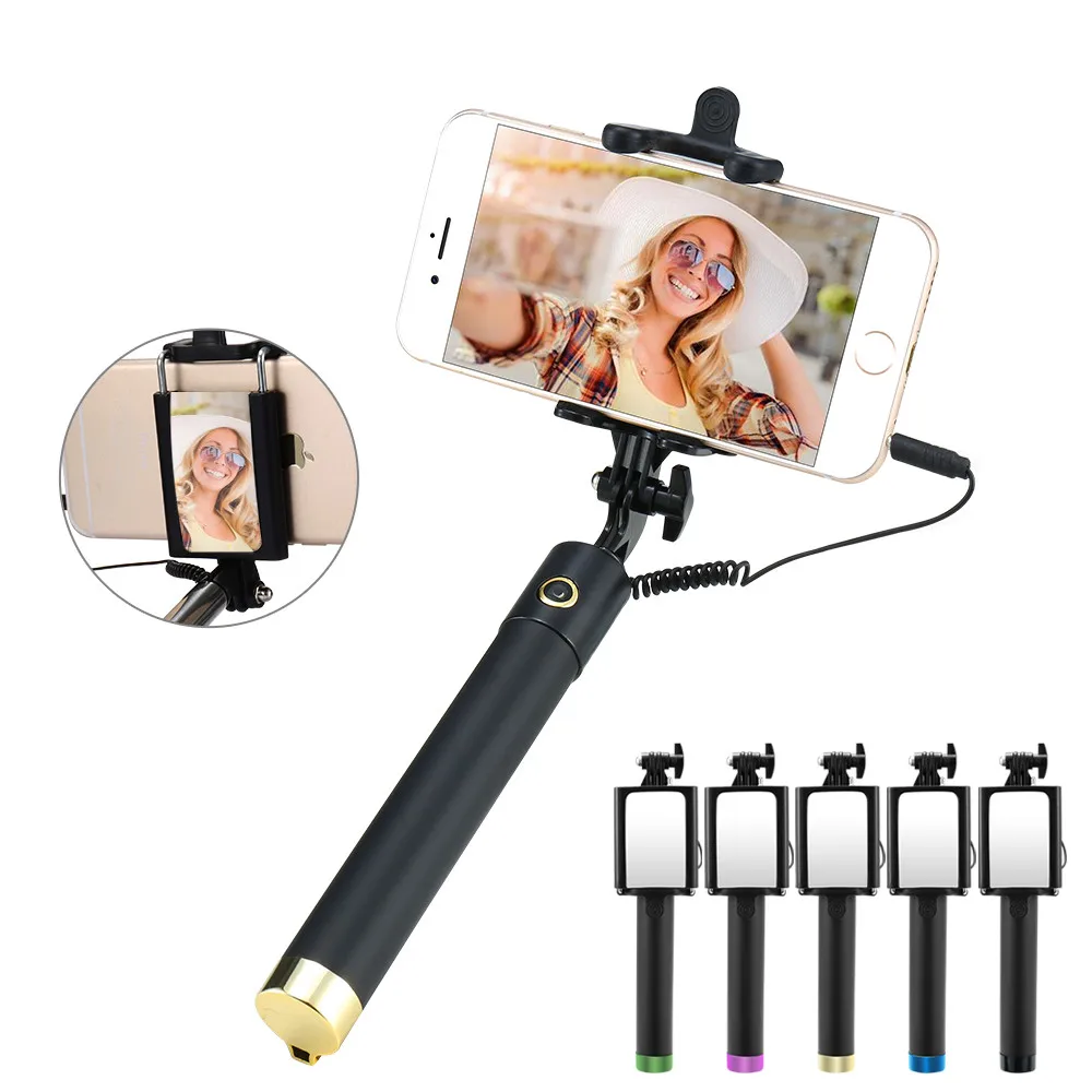 

FLOVEME 85CM Mini Wired Selfie Stick for iPhone Android Xiaomi Extendable Foldable Monopod Handheld Self Stick Photo Palo Selfie