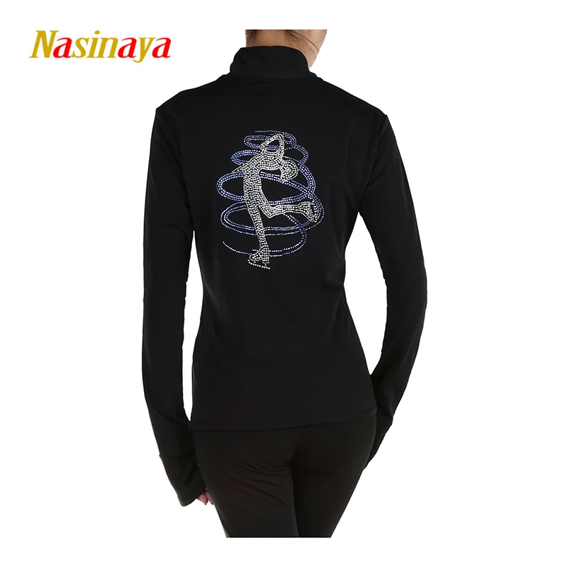 

customized clothes ice figure skating tops jacket gymnastics rolling skater warm fleece adult child girl clothing rhinestone