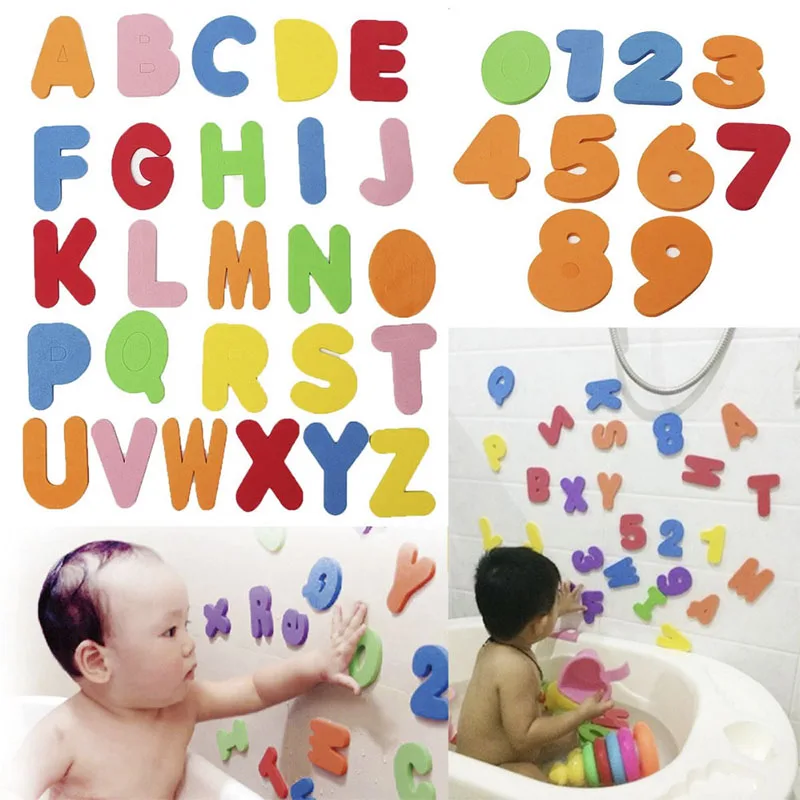 

36pcs/set Bath Toy Alphanumeric Letters Animal Puzzle Soft EVA Numbers Kids Water Early Educational Bathroom Baby Toys