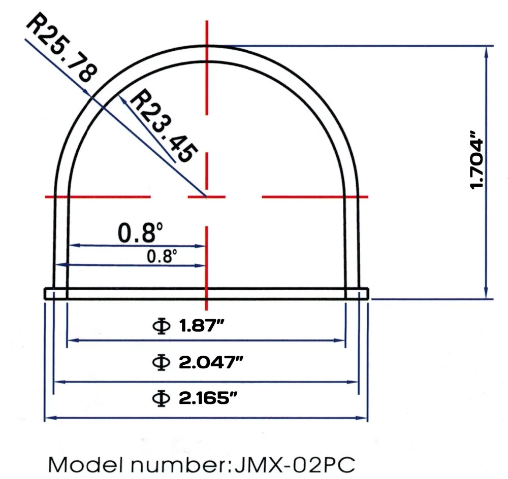 JMX 2 INCH Acrylic Indoor / Outdoor Clear IP Camera Dome Cover Web Camera Dome Housing