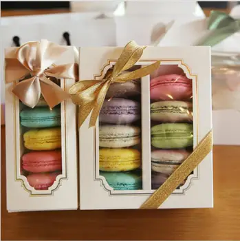 

20pcs White Cardboard Gift Box Macaron Box With Transparent Window Paper Box Wedding Cake Cookie Packaging Gift Box