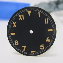 39,8 мм часы, циферблат, аксессуары для часов, черный/кофейный циферблат, Римский желтый номер, подходит для 6497,6498, часы Parnis, запчасти для мужских часов