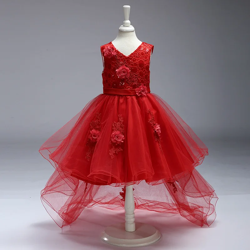 

Summer Girl Sleeveless Dress Child's Princess Dresses Kids Trailing Wedding Dress 2-10 Years