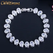 CWWZircons Романтический женский CZ браслет Круглый Овальной огранки кубического циркония камни Свадебная вечеринка Браслеты Ювелирные изделия Подарки CB181