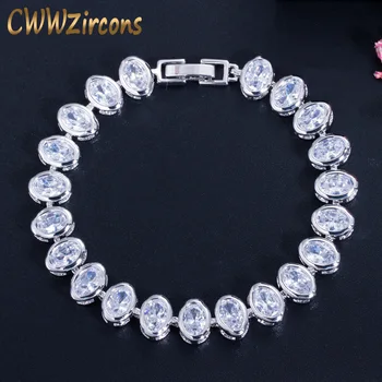 

CWWZircons Romantic Women CZ Bracelet Round Oval Cut Cubic Zirconia Stones Wedding Party Bracelets Jewelry Presents CB181
