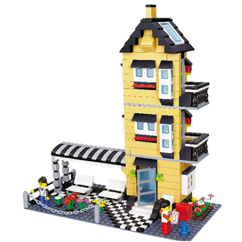

City Architecture Villa Cottage Model Compatible Legoing Friends Beach Hut Modular Home House Village Building Blocks kids Toys