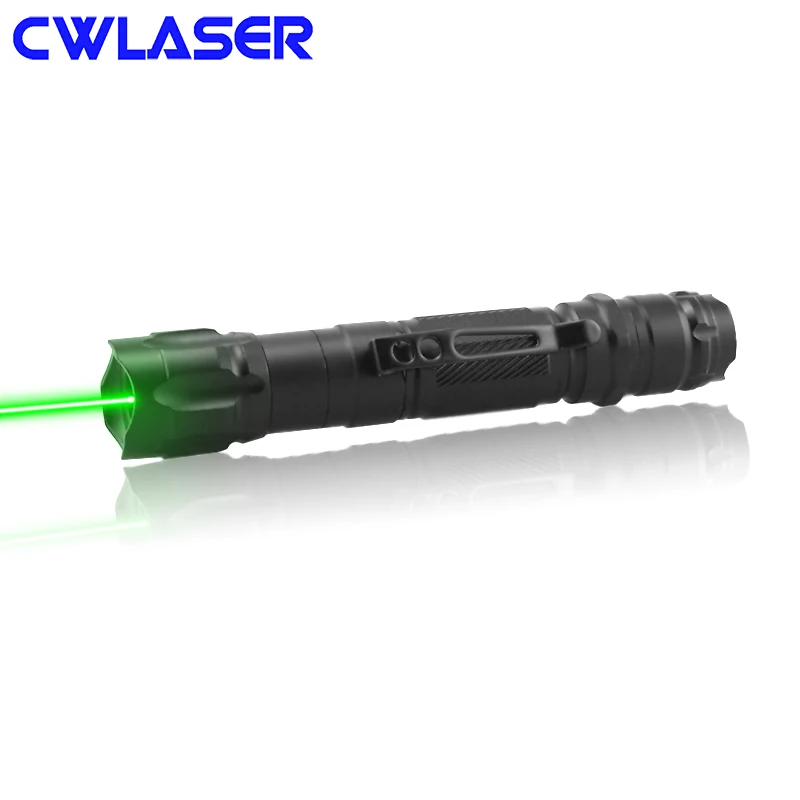 Мощная зеленая лазерная указка с зажимом CWLASER 532 нм 5 мВт (черный) | Лампы и
