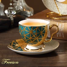 Роскошный костяной фарфор чайная чашка блюдце ложка набор 250 мл кофейная чашка Золотой фарфор чайный набор керамическая чайная чашка кафе эспрессо чашка Прямая поставка