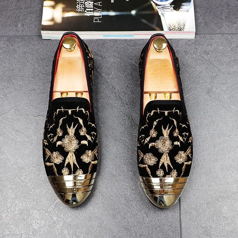 

Mens Loafers Moccasin-gommino Flat Shoes Casual Metal Toe Slip On Embroidery B69
