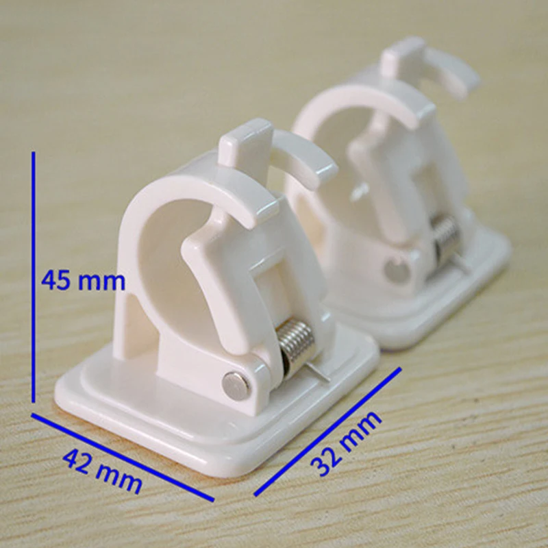 Держатель полюса поддержка Пластиковая Палочка зажим для вешалки селфи палочка клея кронштейн белый драпировка 2 шт бар окна настенные крючки