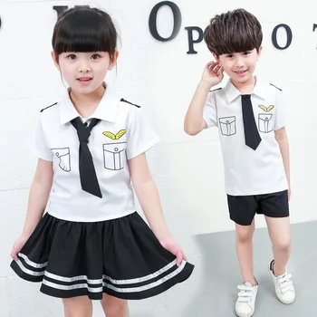 

2pcs Pilot Costume T Shirts+Trousers Kids Boy Clothing Set Spring Short Sleeve Fashion Pilot uniforms Children Baby Boy Clothes