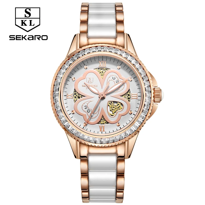 SEKARO font b Women b font Ceramic Rhinestone Quartz font b Watches b font font b