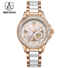 SEKARO font b Women b font Ceramic Rhinestone Quartz font b Watches b font font b