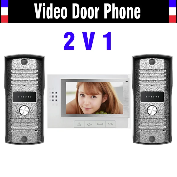 7 Inch Color Lcd Video Door Phone Intercom Doorbell Doorphones Intercom 2 Monitor 1 Door Camera Doorbell Camera Intercom Wholesale Security & Protection