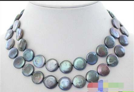 

Free shipping >>>>>>p2301 30" 15MM BLACK COIN FRESHWATER CULTURED PEARL NECKLACE