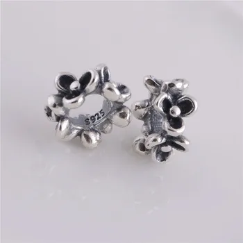 

Original 925 Sterling Silver Clover Flower Screw Core Spacer Charm Bead DIY Jewelry, Compatible With Brand Style Bracelet
