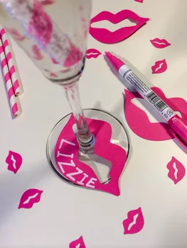 

fashion lip drink wine glass ring markers cards charms bachelorette bridal shower engagement party decorations tags