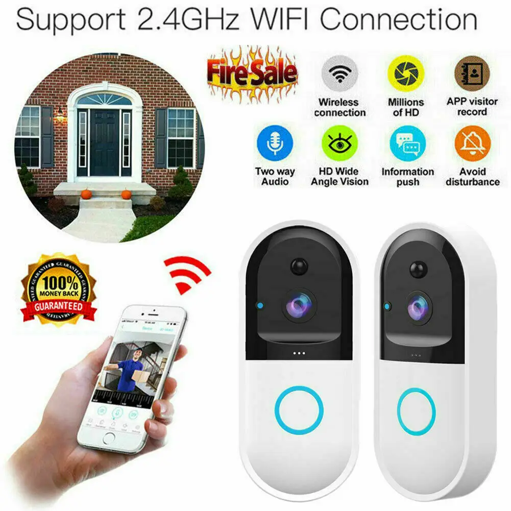 

Wireless WiFi Smart Doorbell Intercom Video Mobile APP Remote Control Doorbells